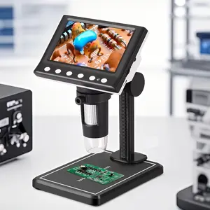 1000X HD LCD Digital Microscope, Professional 8-LED Adjustable Lighting Diagnostic Tool, Portable Wireless for Android/iOS Live View, Smart One-Touch Focus Precision Imaging,  for Circuit Repair/Jewelry/Research, Complete with 32GB Card Multi-Scene Kit