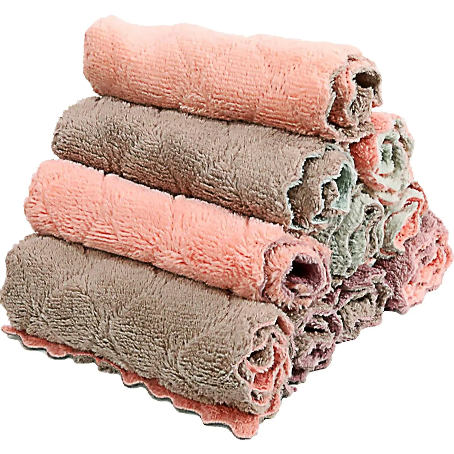 10-Pack Thick Lightweight Premium Microfiber Coral Velvet Cleaning Cloths - Super Absorbent, Quick Dry, Non-Stick Oil, Soft, Scratch Resistant - Household Wipe Hand Towels, Glass Mirrors Dust Remover
