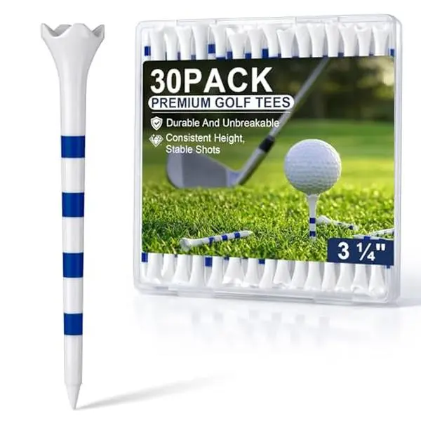 SPORTIC Professional Plastic Golf Tees 3-1/4" 30/50/100 Pack – Durable Driver Tees with Low-Friction 4-Prong Head for Straighter Shots, Consistent Height for Distance, Driving Range & Course