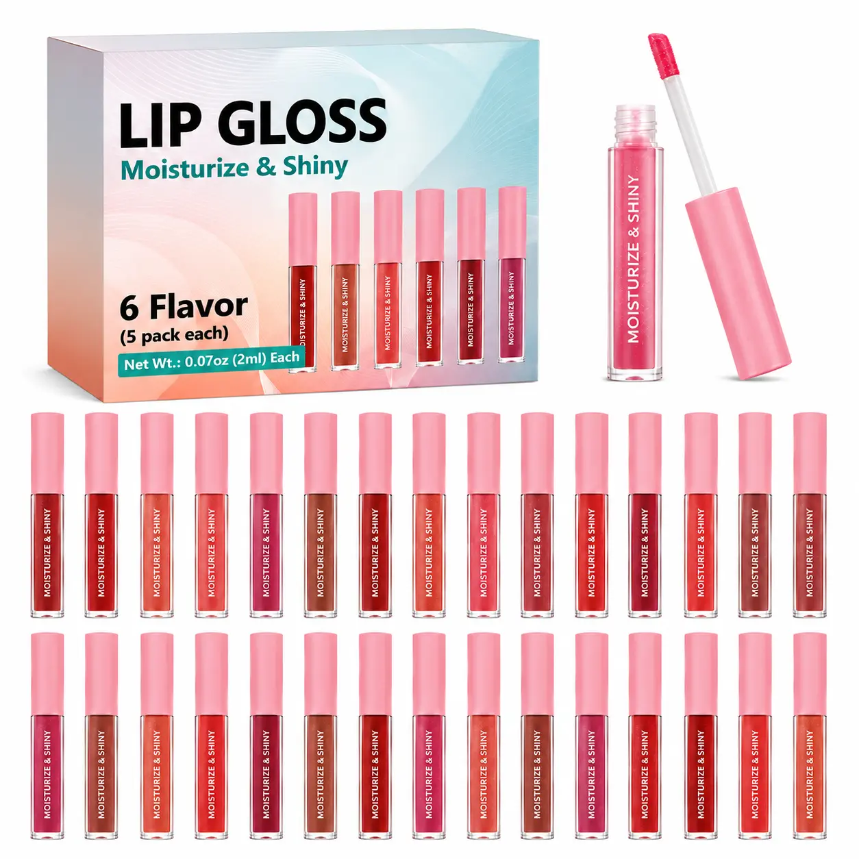 30 Pack Lip Gloss Bulk Set, Shimmery Lip Gloss for Women and Girls With Rich Varied Colors