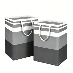 2 Pack Grey Laundry Baskets  Large, Collapsible Laundry Hamper Dirty Clothes Hamper Freestanding Waterproof with Reinforced Padded Handles, for Dorm Bedroom Bathroom Apartment Essentials
