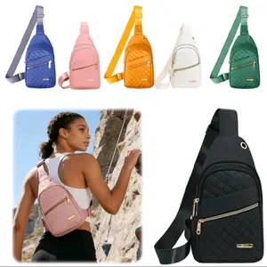 Quilted Sling Bag for Women - Lightweight & Durable Crossbody Bag in Blue Pink Yellow White & Green Colors