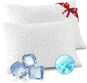 2-Pack Queen-Size Adjustable Shredded Memory Foam Pillows for Sleeping, Firm Bedding Pillows with Removable Washable Cover, Cooling Design for Hot Sleepers (Side, Back Sleep Positions)