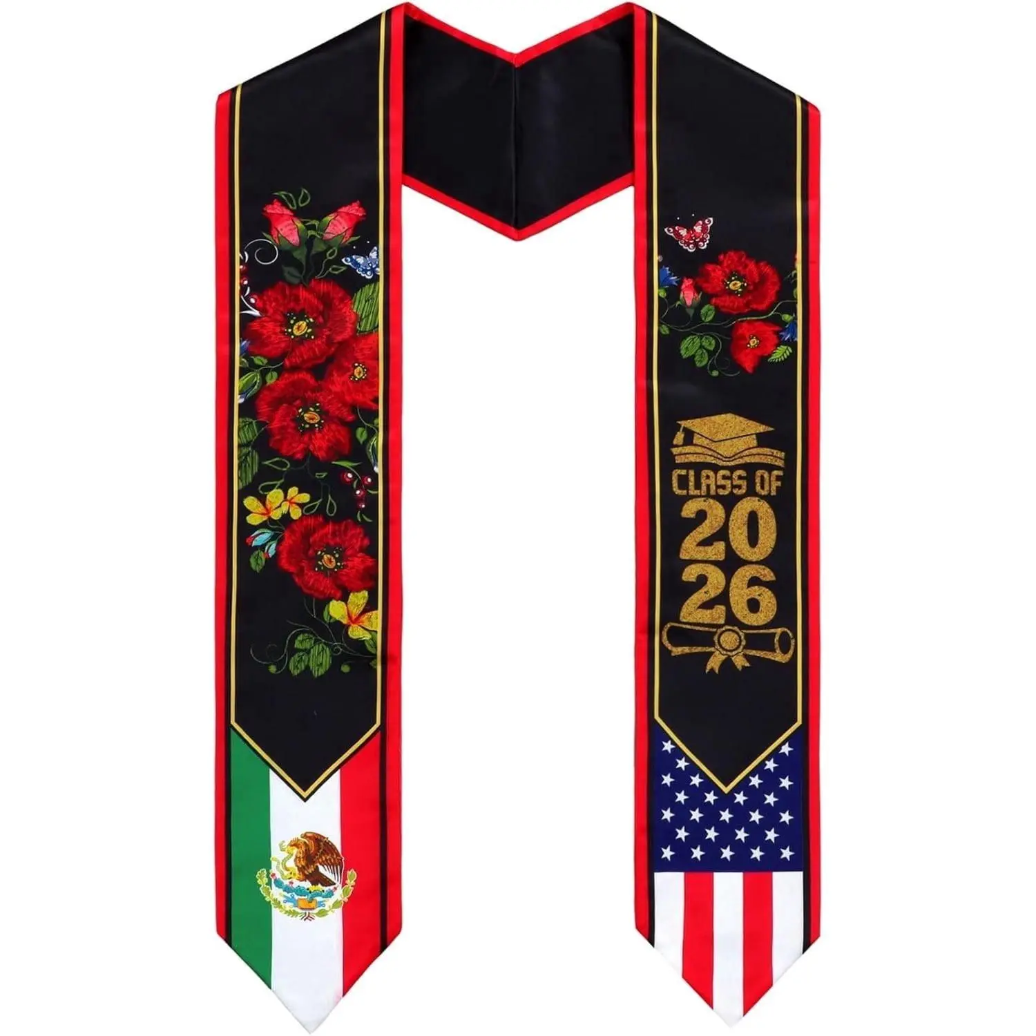 EastJia All-Over Print Rectangular Graduation Stole Sash,WHIMCHOIT, Polyester USA Country Flag Sash with Multi-Sizes (S:4.5x62in, L:5.9x72in), Reusable Washable Comfortable Lightweight Breathable Elegant Student Ceremony Graduation Gifts, Summervibes summ