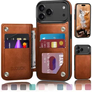 BJDUCK Designed for iPhone 17 Pro Max Case Wallet with Card Holder Magnetic Clasp Cover RFID Blocking Leather Protection Shockproof Women Men Cases 6.9 Inch for Apple 17 ProMax Light Brown