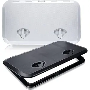 smartmarine 24"x14" Marine Boat Deck Hatch,Boat Access Hatch & Lid, Black/White Cover Logo
