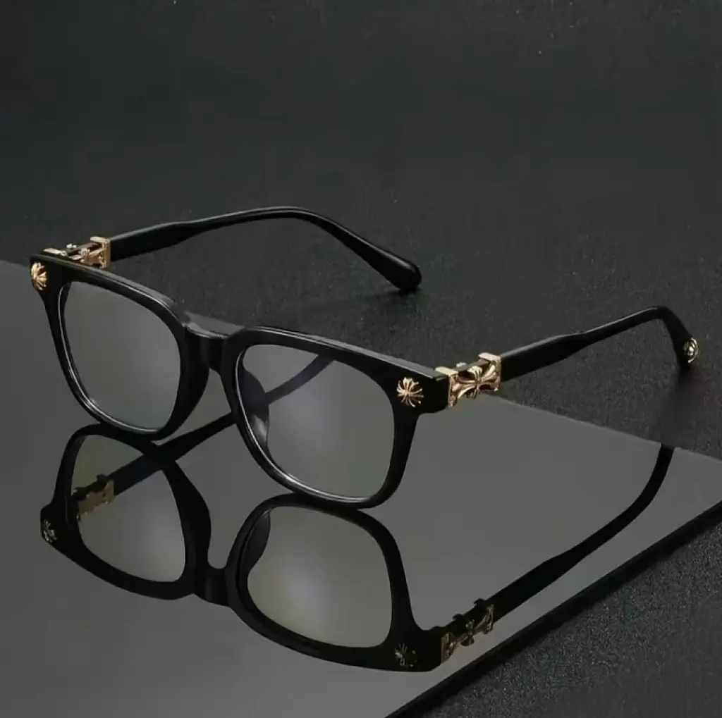 Retro Square Cross‑Accent Eyewear, Anti‑Blue‑Light Glasses, Unisex Glasses for Office Computer Screen & Outdoor Daily Use