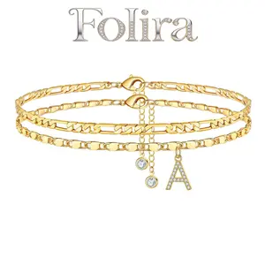 Minimalist Style 26-Letter Zircon Double-Layer Anklet | Stackable Women’s Accessory | Ideal for Everyday Wear & Summer Beach Vacations | Chain Length 11.02 inches