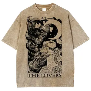 Tarot Shirt 'The Devil' Cards Washed Tee Tarot lover for Women's Vintage Tshirt