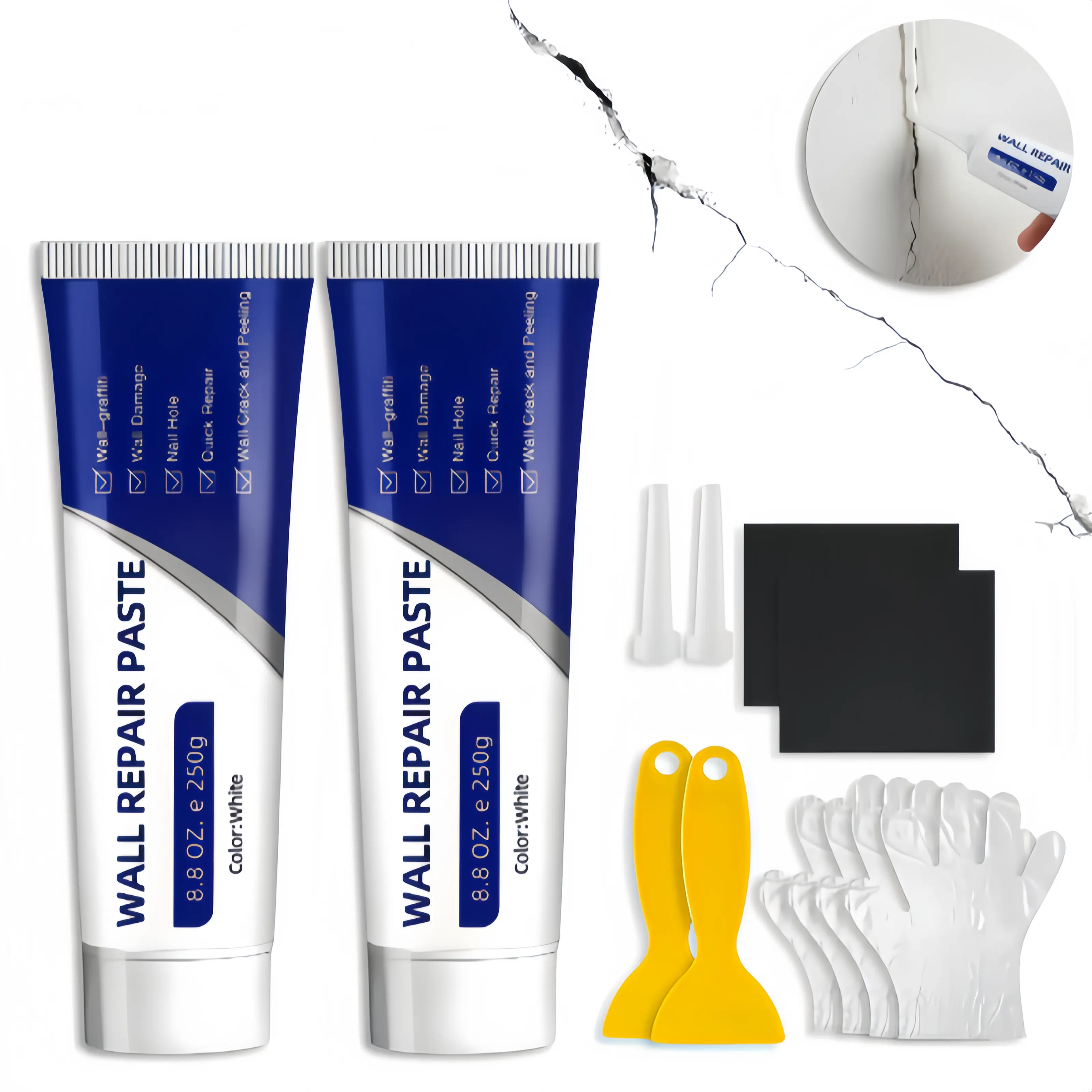 Efficient Crack Repairb & Drywall Repair Kit, Wall Mending Agent, Wall Patch Repair Kit with Scraper, Simple Filling of Wall Hole
