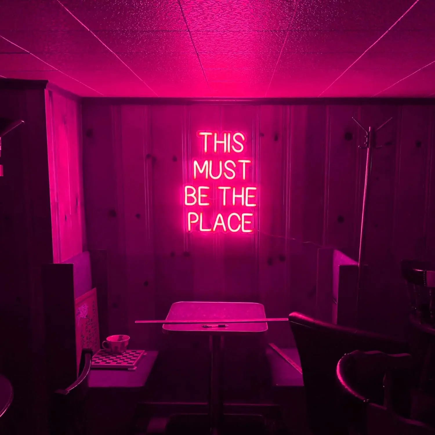 LCSIGN This Must Be The Place Neon Sign, Hot Pink Dimmable LED Wall Decor for Bedroom, Man Cave, Salon, Shop & Office