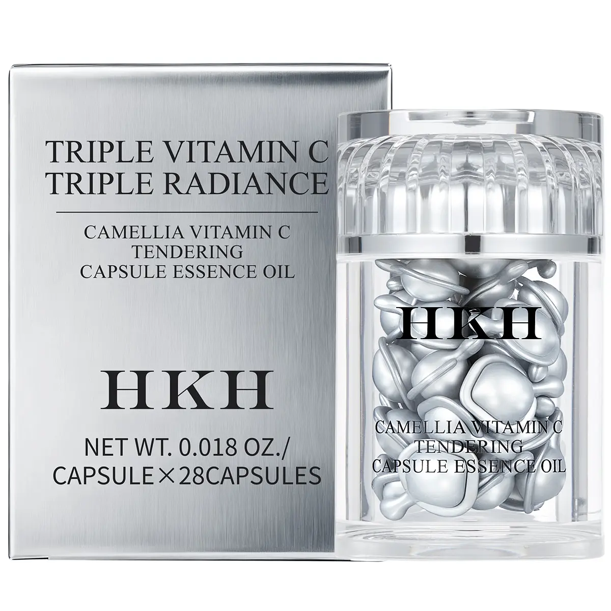 HKH Camellia Vitamin C Anti-Aging Firming-Lifting Skincare Serum with Solid Tendering Capsules for Radiant Complexion