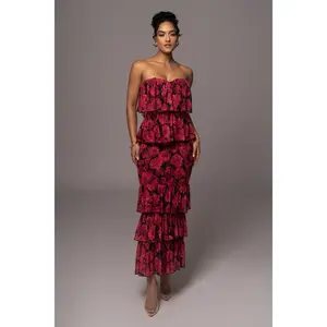 Pink  Floral Casa Blanca Ruffle Dress