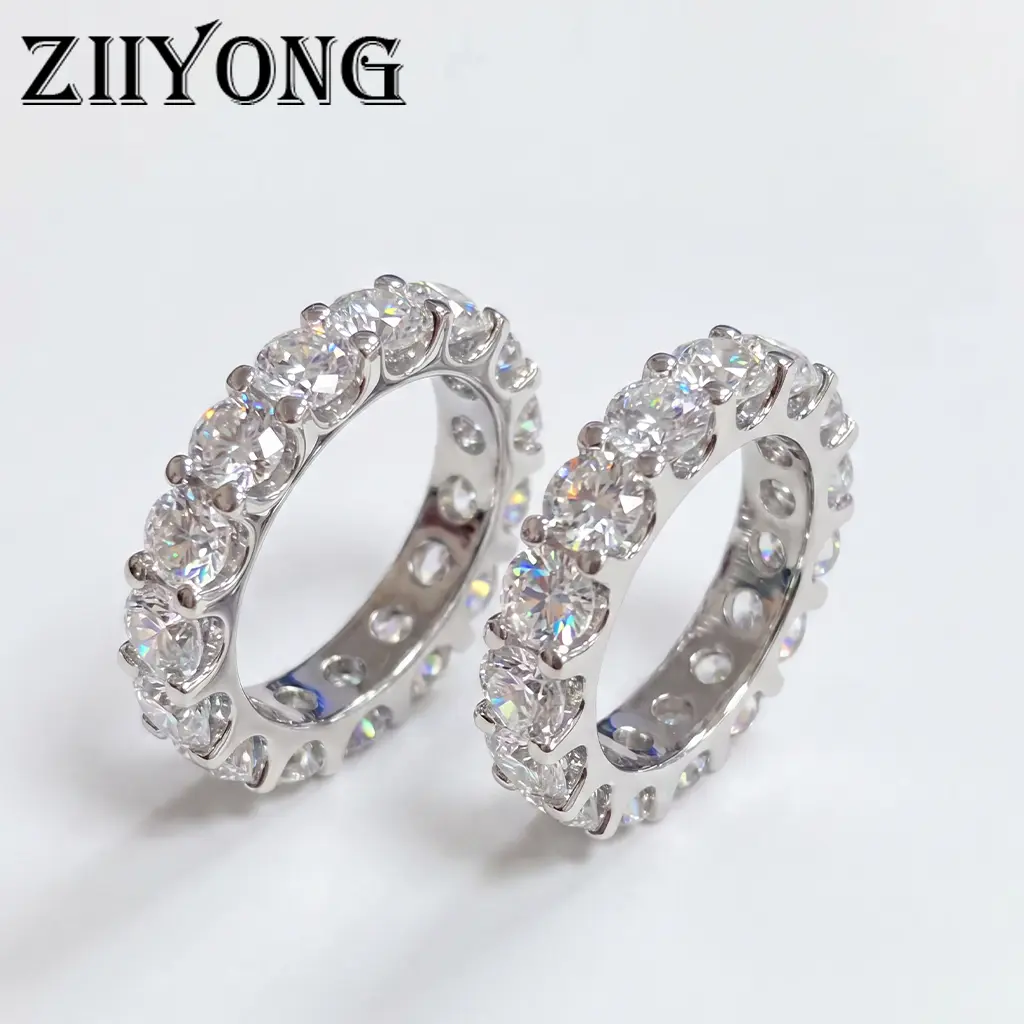 ZIIYONG Brilliant Round Cut Moissanite Eternity Band Ring 925 Sterling Silver-Plated No Rhodium Plating Hypoallergenic Luxurious Fine Jewelry For Women And Girls Perfect For Anniversary Gift Wedding Party And Everyday Wear ring for women