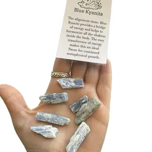 Blue Kyanite 7 Piece Mini Pack - Algae Stone, Blue Color, Easy Transference of Energy, Ideal for Metaphysical Growth