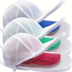 Zippered Mesh Hat Washing Cage, Reusable Baseball Cap Laundry Bag, Shape-Preserving Hat Washer Protector