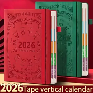 2026 Yearly Planner Calendar Book, Portable A5 Schedule Notebook, Spiral Bound Planner, Daily Weekly Monthly Organizer, English Version, Note-Taking Journal, Doodle Typography Calendar, Teacher Planner