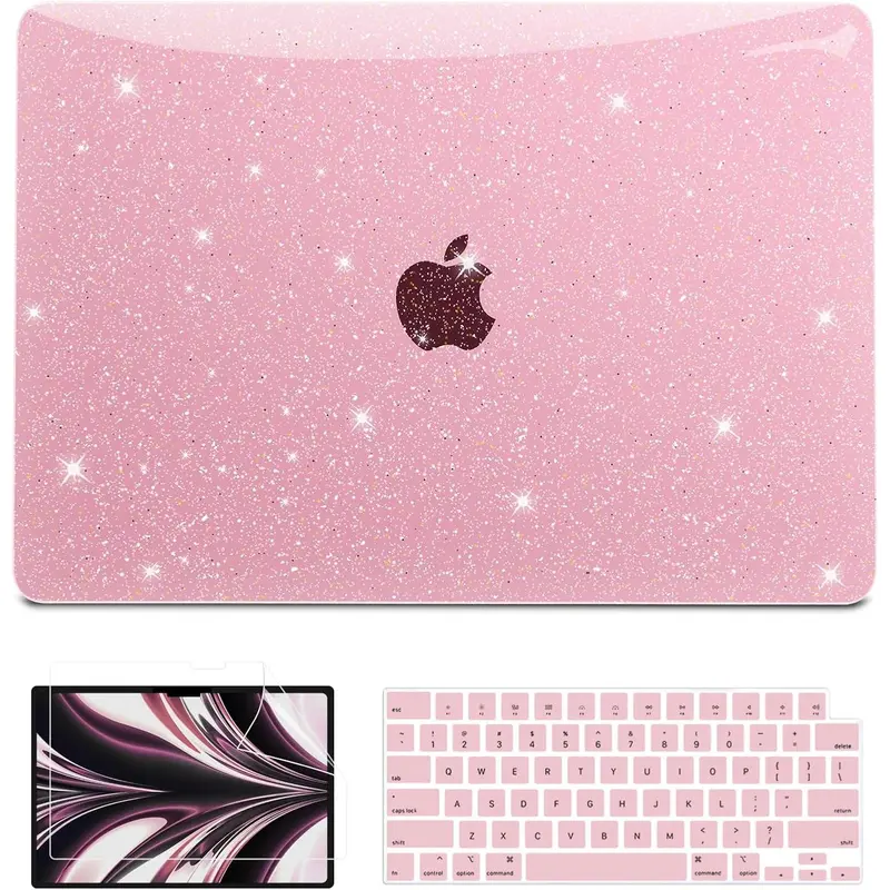 Glitter Clear Case Compatible with MacBook Air 13 inch 2025 2024-2022 M4 M3 M2 (Model A3240 A3113 A2681), Sturdy Hard Shell with Keyboard & Screen Cover for MacBook Air 13.6",