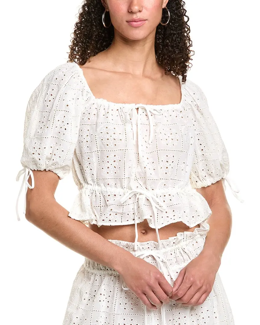 GANNI Light Broderie Anglaise Cropped Top
