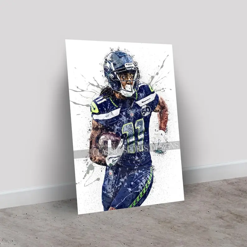 Jaxon Smith-Njigba Poster, Seattle Seahawks, Poster Print Unframed, Wall Art Print, Kids Decor, Man Cave Gift, Sports Art