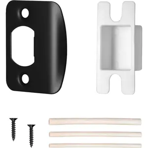 Matte Black Adjustable Door Strike Plate for Interior Doors, 1 Pack - Security Reinforcement Plate for Home Door Latch Repair