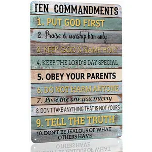 The Ten Commandments Metal Tin Sign 10 Commandments Wall Art Decor Ten Commandments Poster 8x12 Inch