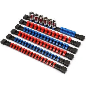 6 Pieces Socket Organizer Holder Set, Holds 86 Sockets, Socket Rails, 1/4 32pcs 3/8 30pcs 1/2 24pcs Premium Quality Clip Rail Holder for SAE/Metric