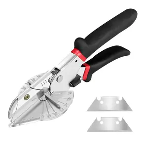 Miter Shears - Adjustable 45°-135° Cutting Tool Scissors with Non-Slip Grip, Max 0.4" Thick Quarter Round Cutter, 2 Extra SK5 Blades for PVC, Trim, Softwood Moulding