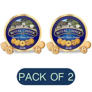 Royal Dansk Danish Butter Cookies, Premium Assorted Cookies in a Gift Tin, Great for Sharing and Gifting, 24 oz (Pack of 2)