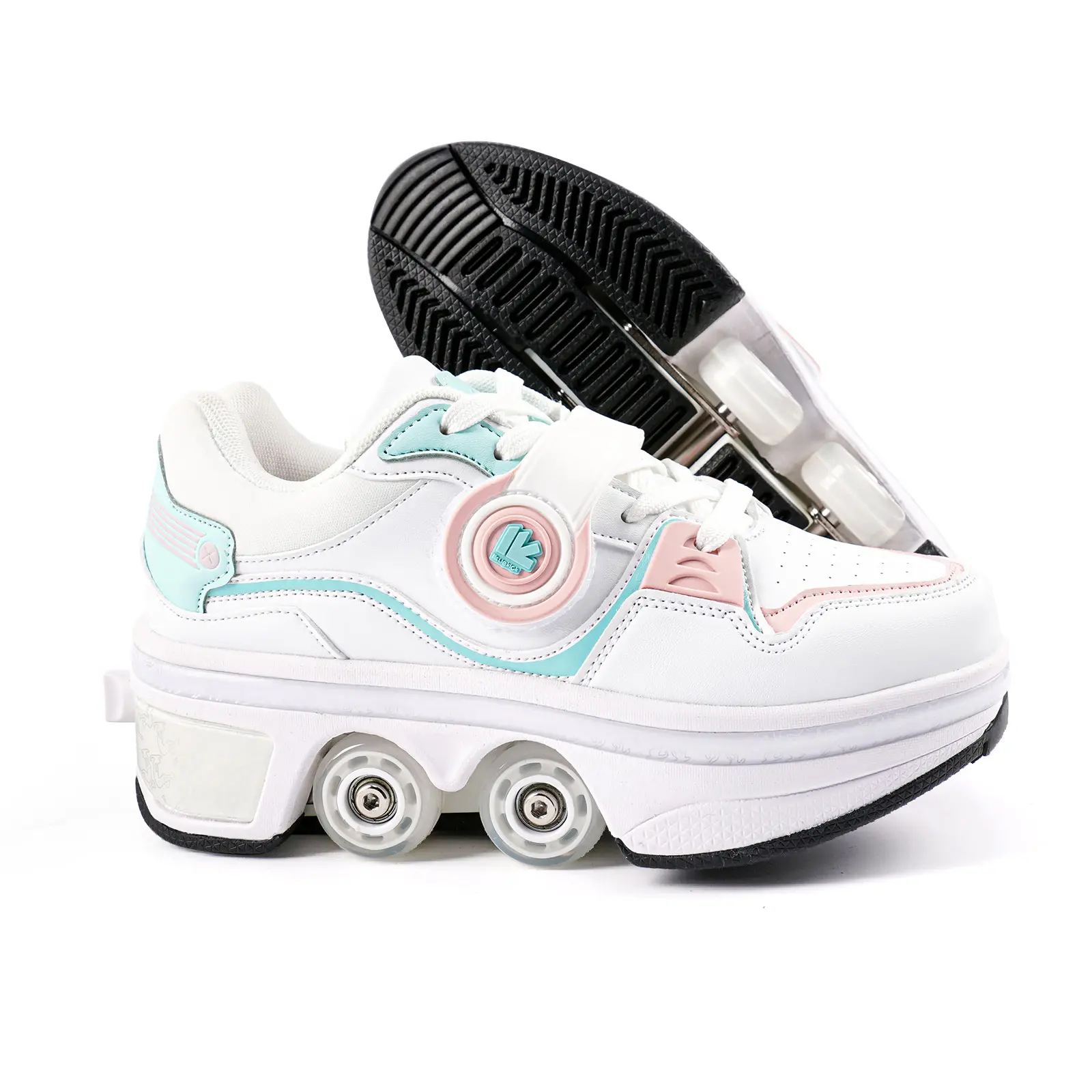 Pairobin 2-in-1 Roller Skates & Sneakers with Retractable 4 Wheels, Skating Shoes for Indoor & Outdoor