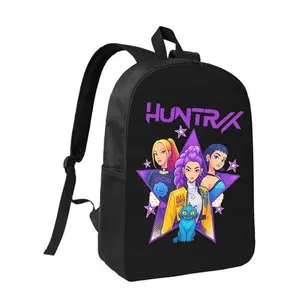 Huntrix Girls Kpop Demon Hunters Popularity Backpack for Boys & Girls - Lightweight Polyester Large capacity School Bag with Adjustable Straps, Zipper Closure Length - Casual Student Backpack for School, Travel, Everyday Use, Backpack for Student