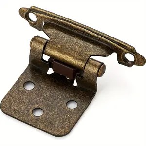 [Classic Charm] Antique Brass 1/2" Overlay Cabinet Hinges, Semi-Concealed Face Mount, Self-Closing Kitchen Door Hardware with Decorative Wing Design, Heavy-Duty Metal Construction for Secure Installation, Classic Finish for Elegant Cabinets