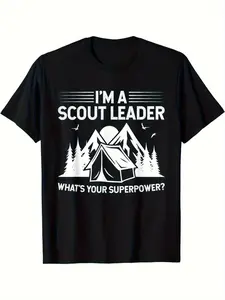 Scout for Girls Humorous Scouting Leader T-Shirt Made of 220G, Featuring a Short Sleeve Crew Neck Design.This Graphic Tee Is Suitable for Both Men And Women, Available in a Matching Style for Everyone, Perfect for Summer