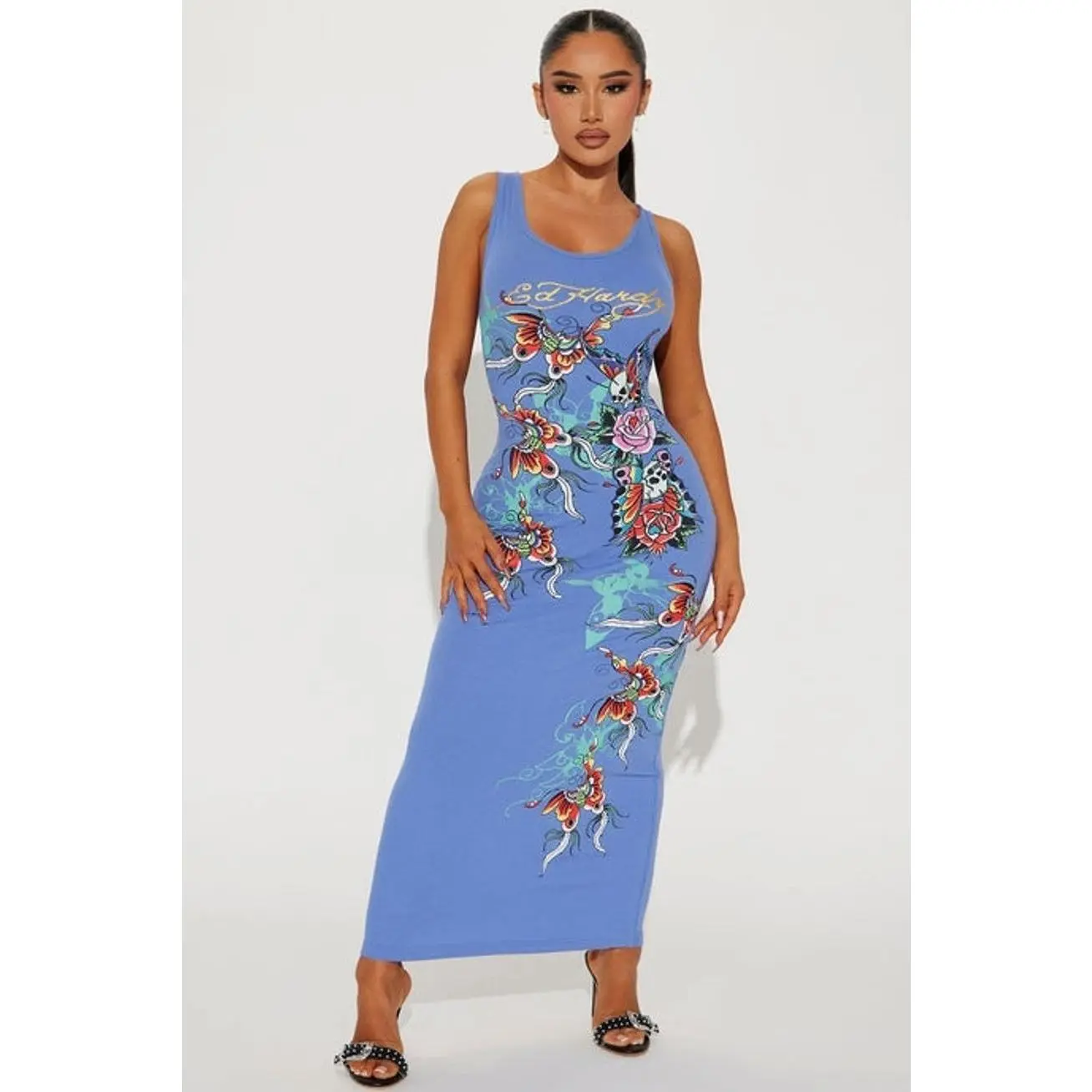 Ed Hardy Butterfly Maxi Dress - Slate Blue K