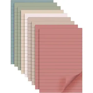 9 Pads Lined Sticky Notes 4x6 in ,  Colors Self Pad Its, Super Sticking Power Memo Pads Its, 40 Sheets/pad