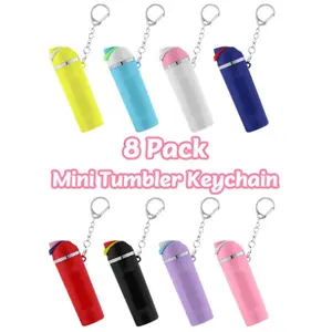 8 Pack Mini Tumbler Keychain for Water Bottle, Mini Cup Keychain Chapstick Holder for Women Girls