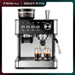 Kismile 20-Bar Automatic Espresso Machine with Built-In Grinder, 1500W Motor, Timer, Removable Water Tank, Milk Frother Steam Wand, 12 Cups & Above Capacity, Ideal Home Coffee Equipment