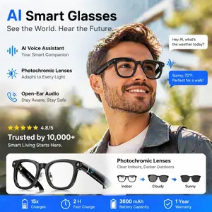 [Summervibes] Tukio New G1-AI 4K Smart Glasses Featuring 6-axis stabilization AI photo recognition, real-time translation, and a charging case. with ENC noise reduction for Bluetooth calls,Stylish travel accessory—includes 2 interchangeable lenses fathers