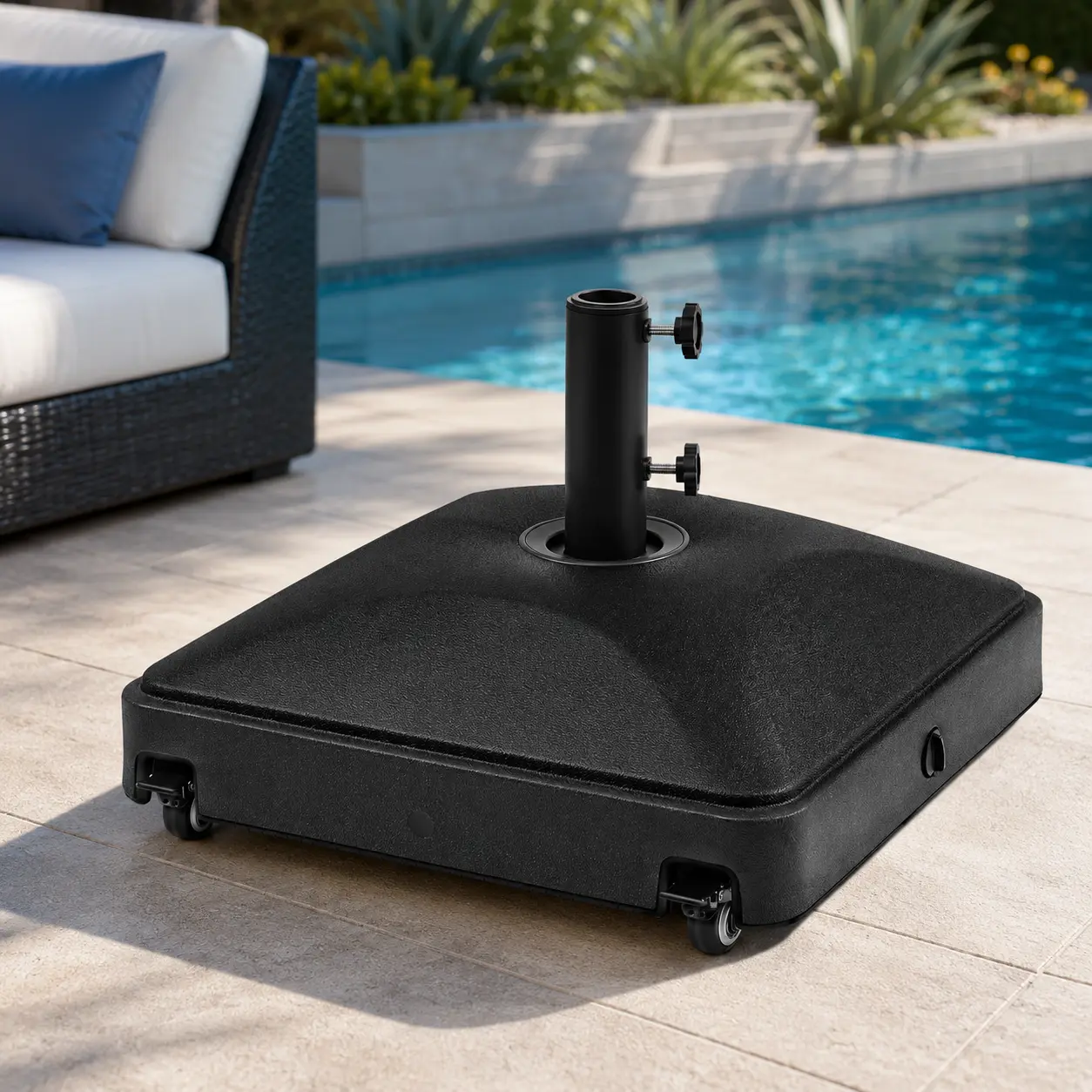 【4 Castors 2 Lockable】Yaheetech 123lb Capacity Fillable Mobile Umbrella Base, Heavy Duty Market Stand with 4 Wheels, 2 Locks, 2 Knobs,home decor,camping essentials