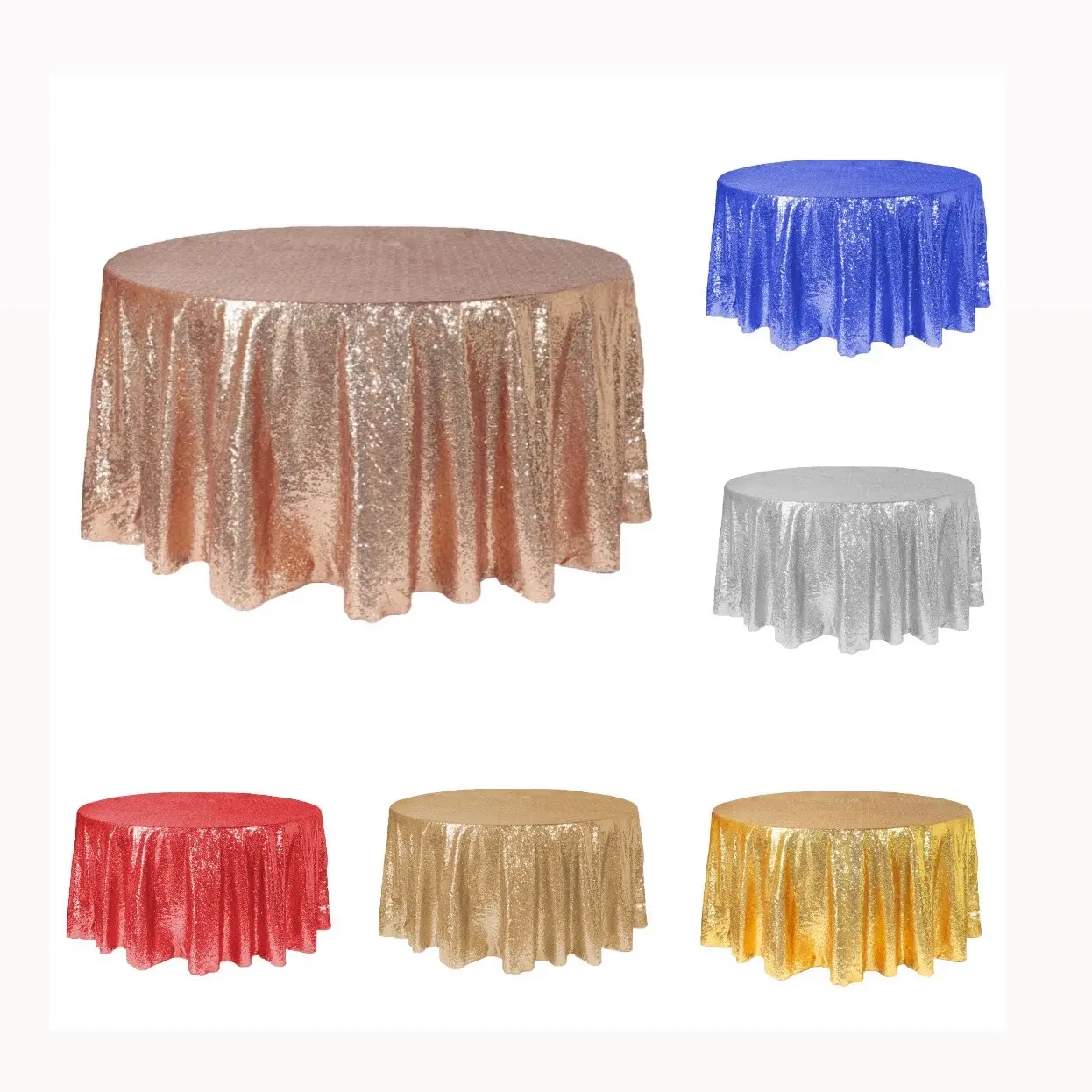 Round Sequin Table Cover for Parties and Events - Sizes 108”/120”