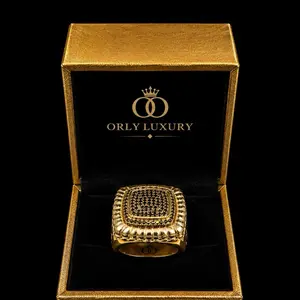 ORLY Luxury Gold Square Ring, Stainless Steel Construction