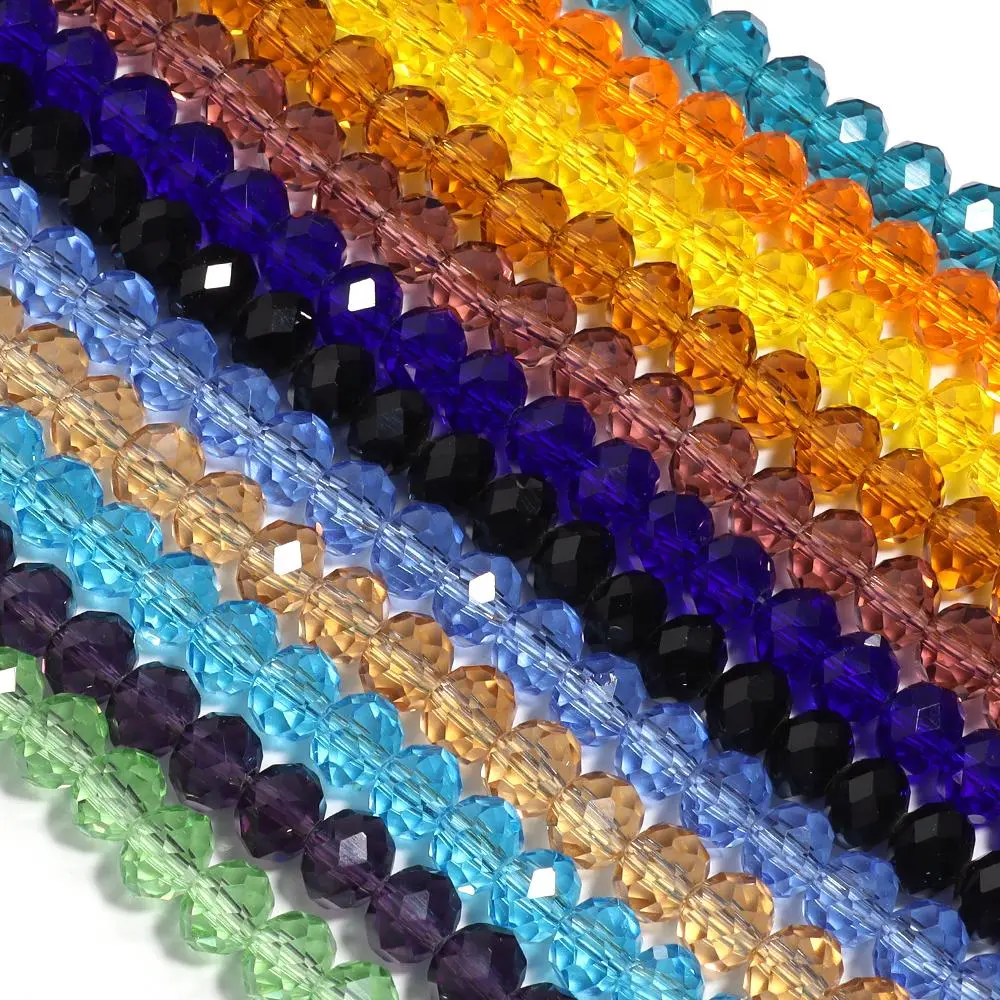 55-108pcs/lot 3/4/6/8/10mm Colorful Faceted Crystal Glass Beads Abacus Beads Loose Spacer Beads For Jewelry Making Accessories