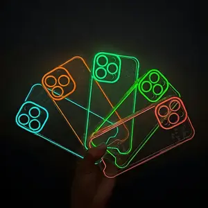 Glow-in-the-Dark Anti-Loss Minimalist English Candy Color Protective Phone, Smartphone Case | Ultra-Bright Luminous, Shockproof Transparent Soft Case | Perfect Valentine's Day Gift | Compatible with iPhone 17/16/15/14/13/12/11/X