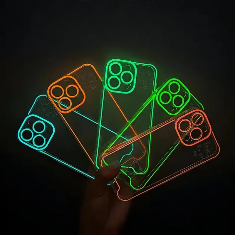Glow-in-the-Dark Anti-Loss Candy Color Protective, Protection, Ultra-Bright Luminous, Shockproof Transparent Smartphone Case, Valentine's Day Gift, Compatible with iPhone 17/16/15/14/13/12/11/X