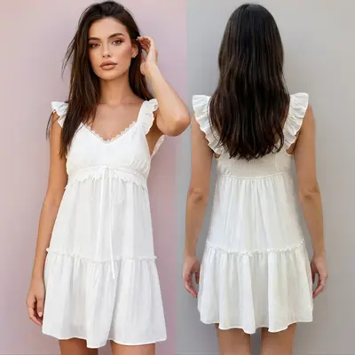 kimchi blue marcella embroidered tie-back babydoll mini dress Kimchi Blue Marcella Embroidered Tie-Back Babydoll Mini Dress