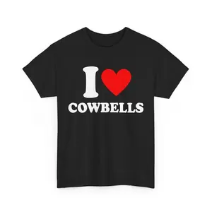 Men's Round Neck Short-Sleeve Graphic T-Shirt - Funny Cowbell Print, Casual Cotton Knit Fabric, Bespoke Design Sporty Sports Top for Streetwear, Graphic T Shirts, Sporty Sports Tops