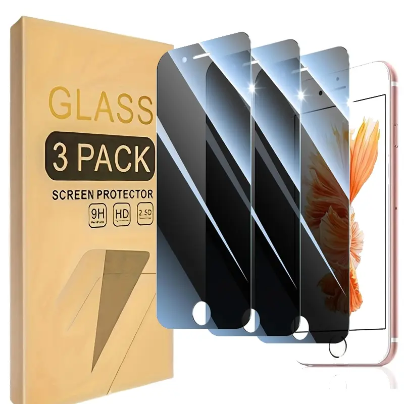 3-Pack Privacy Protective Screen Protector for iPhone 7 Plus/8 Plus, Anti-Spy Tempered Glass, 9h Hardness, Anti-Scratch, Bubble Free, Case Friendly, Protection, Smartphone, Cellphone, Accessories, Mobile devices accessory, Privacy Screens