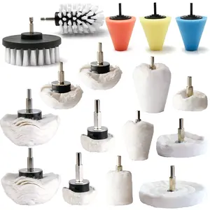 17 Pack Polishing Pad & Buffing Wheel Kit – For Drill, Multi-Material Use on Metal, Aluminum, Stainless Steel, Chrome, Wood, Plastic, Glass, Ceramic, Fabric, Jewelry – Heavy Duty Car Detailing