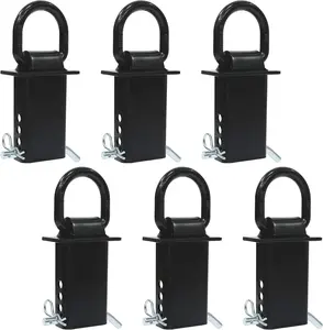 Stake Pocket D Ring - 6 count Trailer Stake Pocket D Ring, 16,200lbs Heavy Duty Stake Pocket Tie Downs for Flatbed  and Utility Trailer, Removable D Rings Stake Pocket with 4 Holes for Adjustable