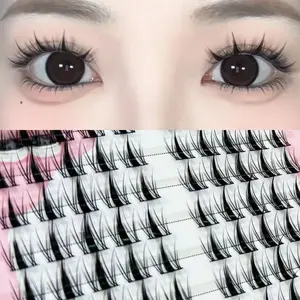 MIXIAOHE comic angel false eyelashes Fluffy Cluster Lashes 100 clusters, single cluster DIY daily thin black stem comic thick natural daily segmented false eyelash extension cluster eyelashes for beginners length 10-13mm, Curly Lashes